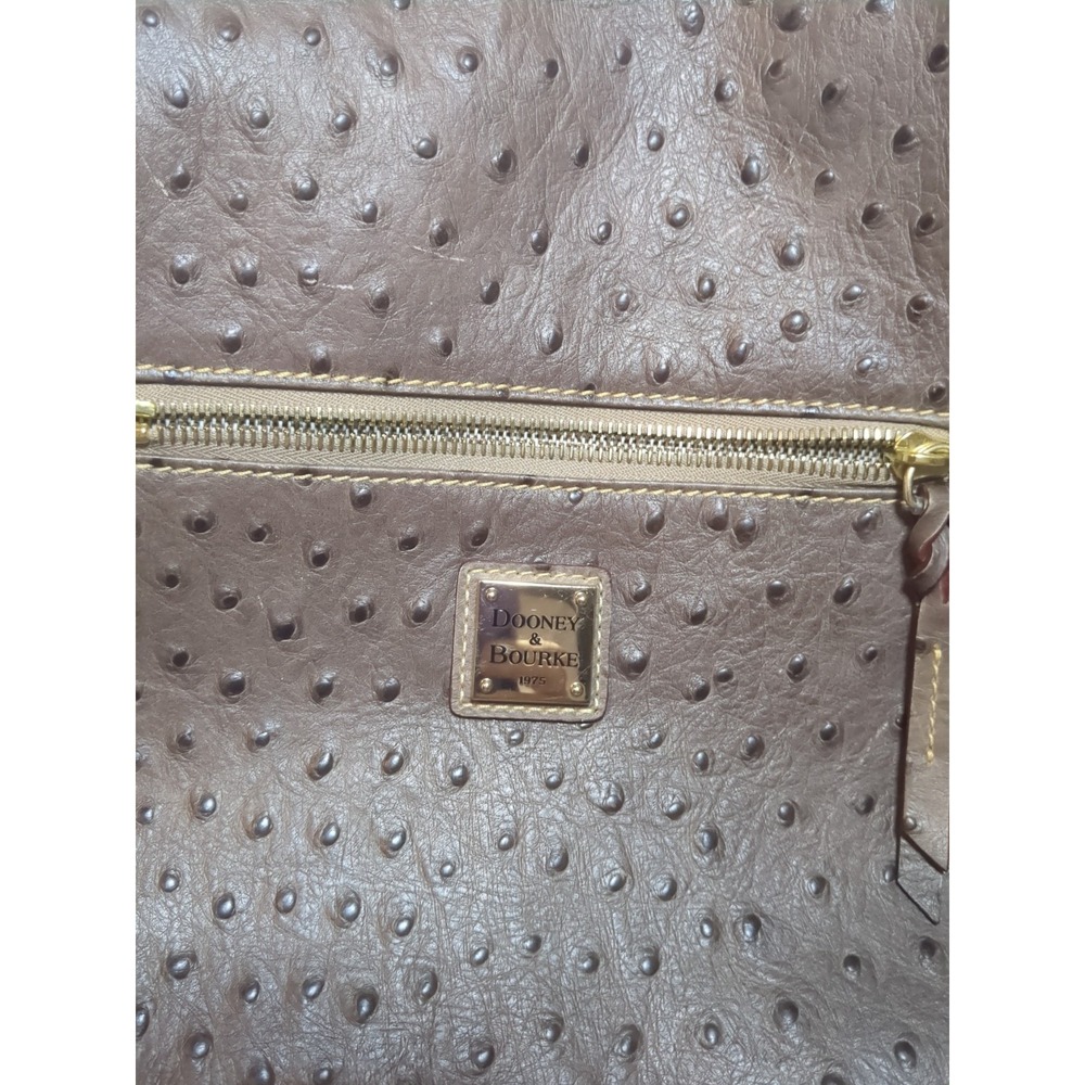 Dooney & Bourke Ostrich Florentine City Barlow Brown Leather Handbag Purse - Picture 2 of 15